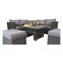 GEORGIA Corner Hi/Low Dining Set Grey With Ice Bucket