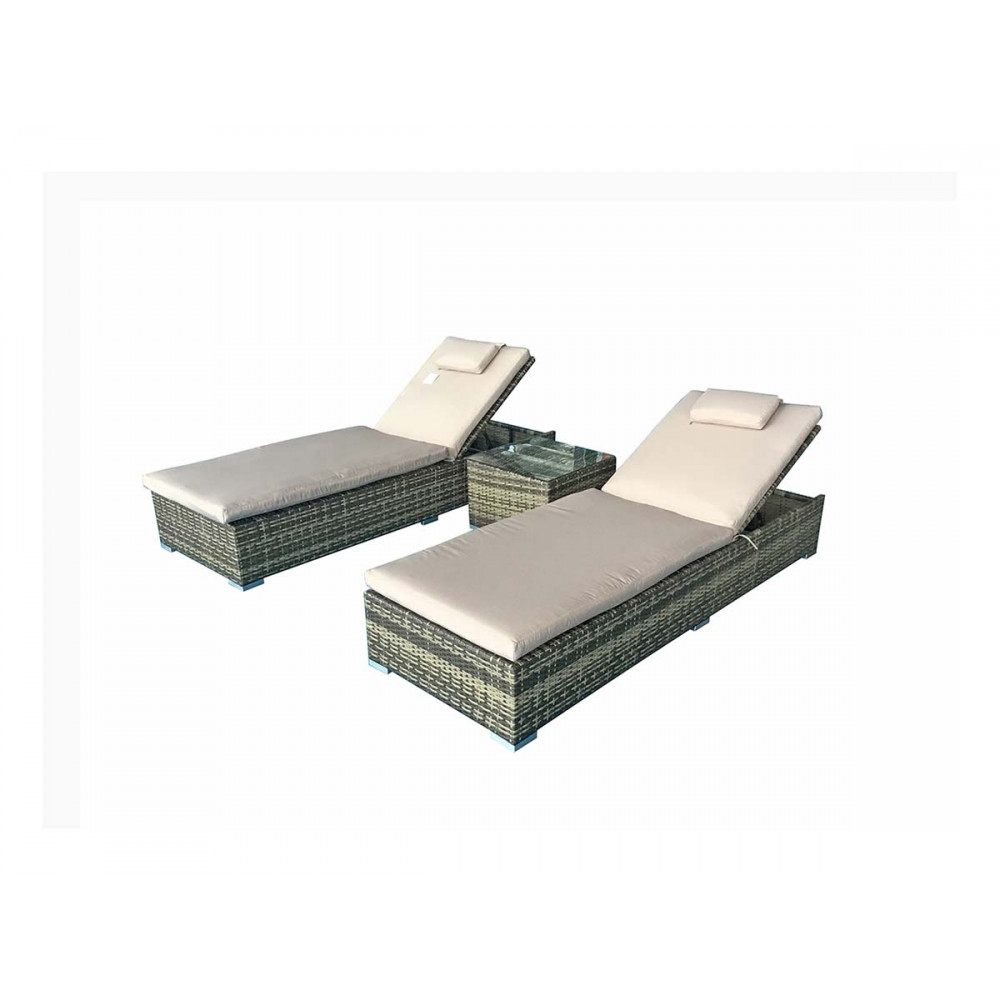 JESSICA Pair of Sun loungers Nature Brown