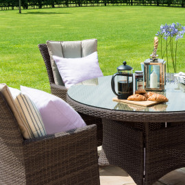 LA 4 Seat Round Dining Set / Brown