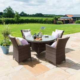 LA 4 Seat Round Dining Set / Brown
