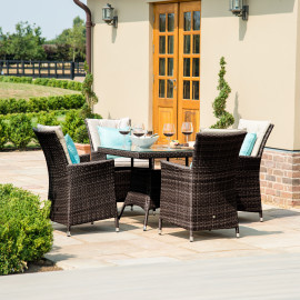 LA 4 Seat Square Dining Set / Brown