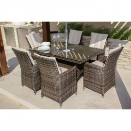 LA 6 Seat Rectangular Ice Bucket Dining Set / Brown