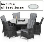 LA 6 Seat Round Ice Bucket Dining Set with Lazy Susan / Grey