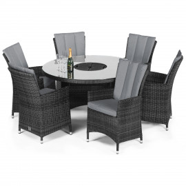 LA 6 Seat Round Ice Bucket Dining Set with Lazy Susan / Grey