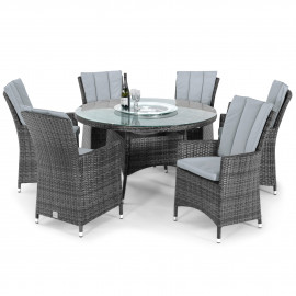 LA 6 Seat Round Ice Bucket Dining Set with Lazy Susan / Grey
