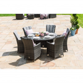 LA 6 Seat Round Ice Bucket Dining Set with Lazy Susan / Grey