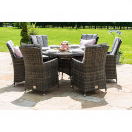LA 6 Seat Round Ice Bucket Dining Set with Lazy Susan / Grey