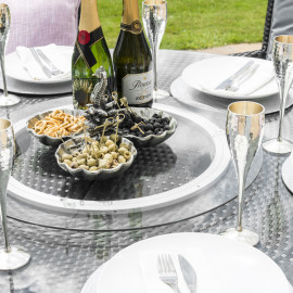 LA 6 Seat Round Ice Bucket Dining Set with Lazy Susan / Grey