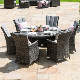 LA 6 Seat Round Ice Bucket Dining Set with Lazy Susan / Grey