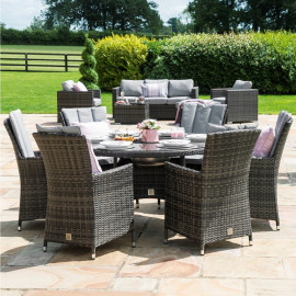 LA 6 Seat Round Ice Bucket Dining Set with Lazy Susan / Grey
