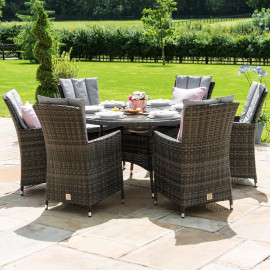 LA 6 Seat Round Ice Bucket Dining Set with Lazy Susan / Grey