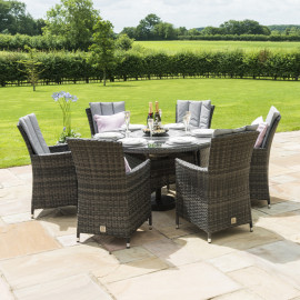 LA 6 Seat Round Ice Bucket Dining Set with Lazy Susan / Grey