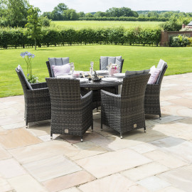 LA 6 Seat Round Ice Bucket Dining Set with Lazy Susan / Grey