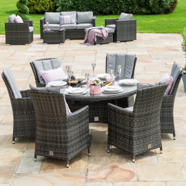 LA 6 Seat Round Ice Bucket Dining Set with Lazy Susan / Grey