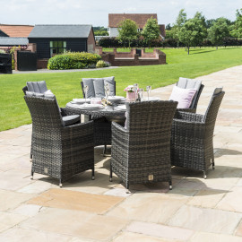 LA 6 Seat Round Ice Bucket Dining Set with Lazy Susan / Grey