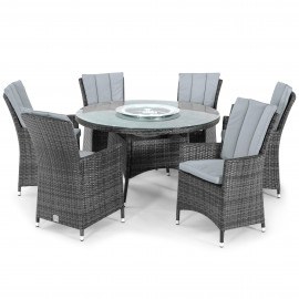 LA 6 Seat Round Ice Bucket Dining Set with Lazy Susan / Grey