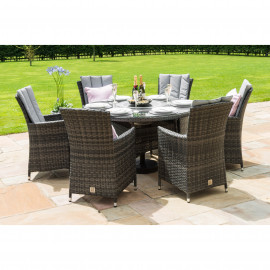 LA 6 Seat Round Ice Bucket Dining Set with Lazy Susan / Grey