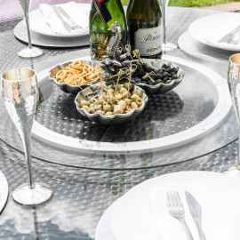 LA 6 Seat Round Ice Bucket Dining Set with Lazy Susan / Grey