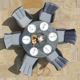LA 6 Seat Round Ice Bucket Dining Set with Lazy Susan / Grey