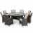 LA 8 Seat Round Ice Bucket Dining Set with Lazy Susan / Brown