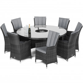 LA 8 Seat Round Ice Bucket Dining Set with Lazy Susan / Grey