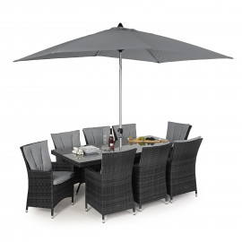 LA 8 Seat Rectangular Ice Bucket Dining Set / Grey