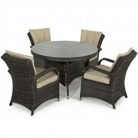 Texas 4 Seat Round Dining Set / Brown