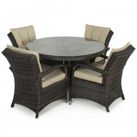 Texas 4 Seat Round Dining Set / Brown