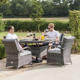 Texas 4 Seat Round Dining Set / Grey