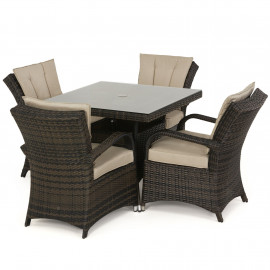 Texas 4 Seat Square Dining Set / Brown