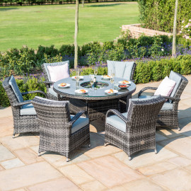 Texas 6 Seat Round Ice Bucket Dining Set with Lazy Susan / Grey