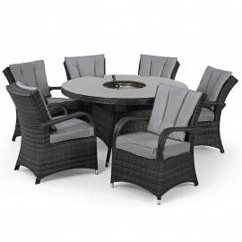 Texas 6 Seat Round Ice Bucket Dining Set with Lazy Susan / Grey