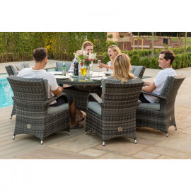 Texas 6 Seat Round Ice Bucket Dining Set with Lazy Susan / Grey