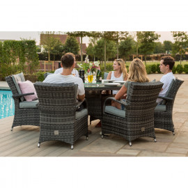 Texas 6 Seat Round Ice Bucket Dining Set with Lazy Susan / Grey