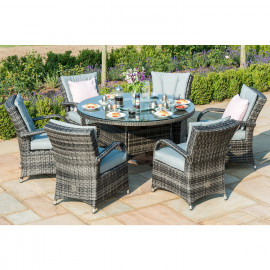 Texas 6 Seat Round Ice Bucket Dining Set with Lazy Susan / Grey