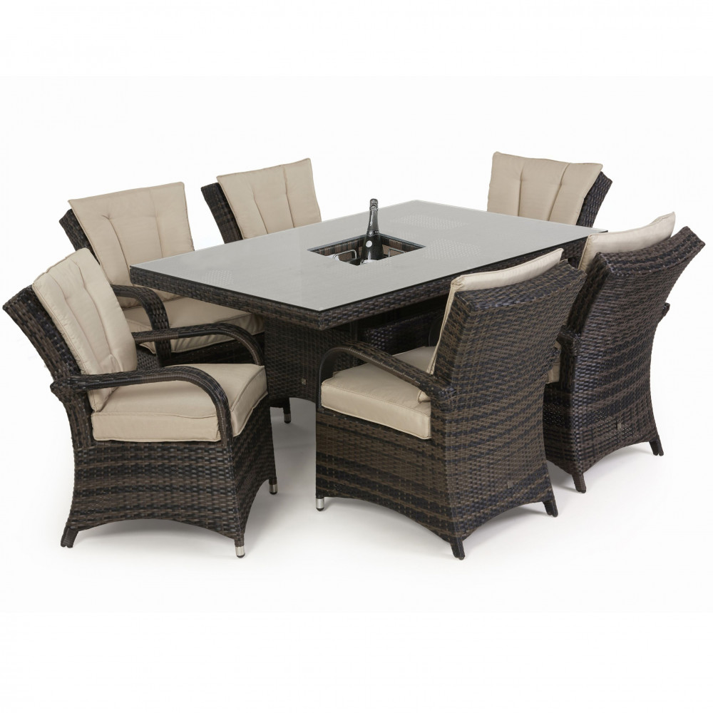 Texas 6 Seat Rectangle Ice Bucket Dining Set / Brown