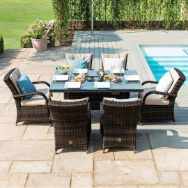 Texas 6 Seat Rectangle Ice Bucket Dining Set / Brown