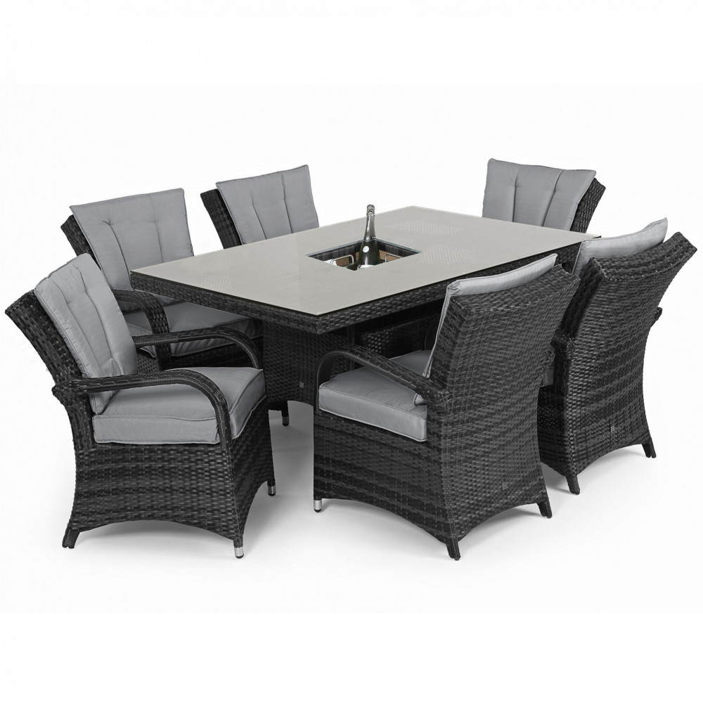 Texas 6 Seat Rectangle Ice Bucket Dining Set / Grey
