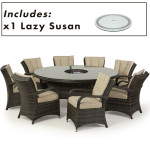 Texas 8 Seat Round Ice Bucket Dining Set with Lazy Susan / Brown