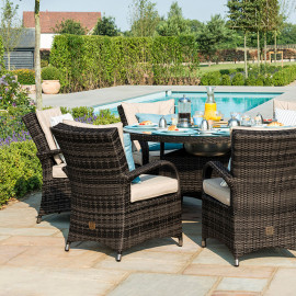 Texas 8 Seat Round Ice Bucket Dining Set with Lazy Susan / Brown