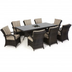 Texas 8 Seat Rectangle Ice Bucket Dining Set / Brown