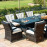 Texas 8 Seat Rectangle Ice Bucket Dining Set / Brown