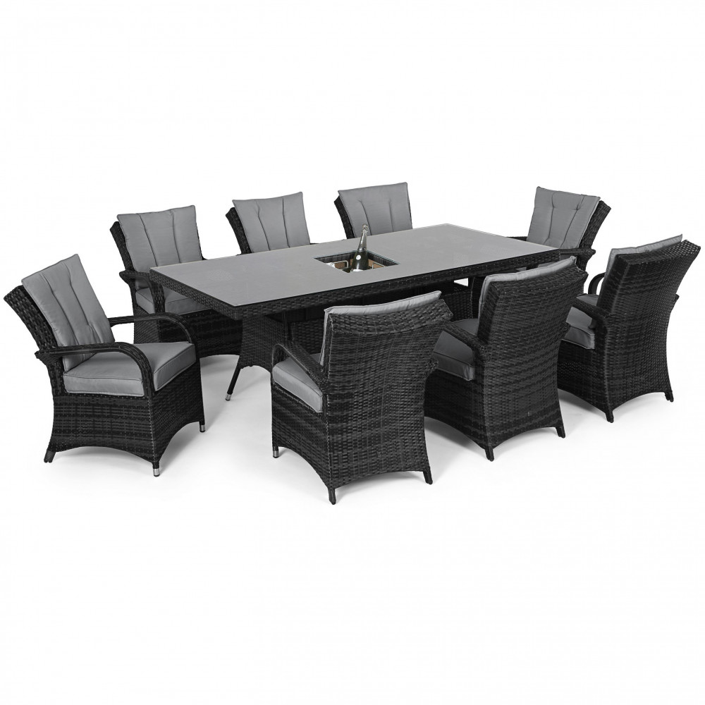 Texas 8 Seat Rectangle Ice Bucket Dining Set / Grey