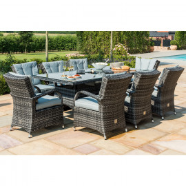 Texas 8 Seat Rectangle Ice Bucket Dining Set / Grey