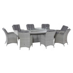 Ascot 8 Seat Oval Dining Set with Fire Pit