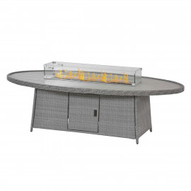 Ascot 8 Seat Oval Dining Set with Fire Pit
