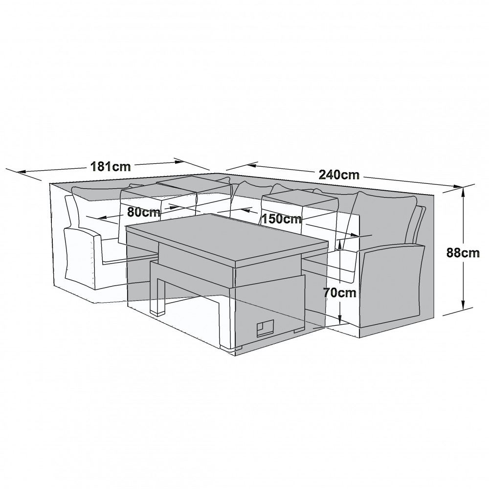 Outdoor Cover for Large Square Corner Set with Rising Table (Ascot/Harrogate Deluxe Corner)