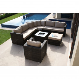 Barcelona Corner Group with Ice Bucket and Chair / Brown