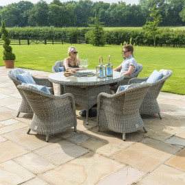 Oxford 6 Seat Round Ice Bucket Dining Set with Heritage Chairs Lazy Susan