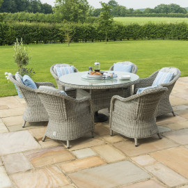 Oxford 6 Seat Round Ice Bucket Dining Set with Heritage Chairs Lazy Susan
